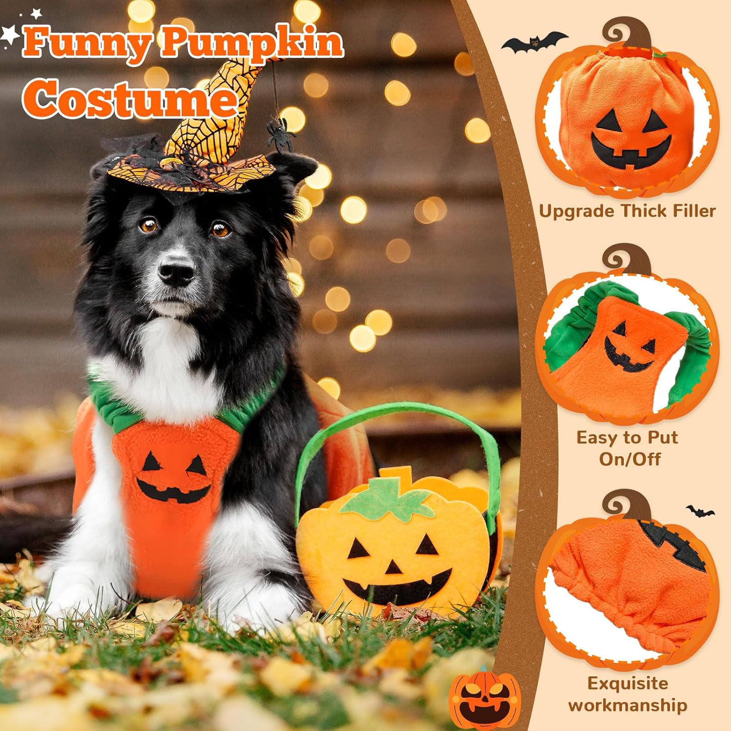 Funny Pumpkin Dog Halloween Costume Dog & Cat Thick Plush - Discount Halloween City