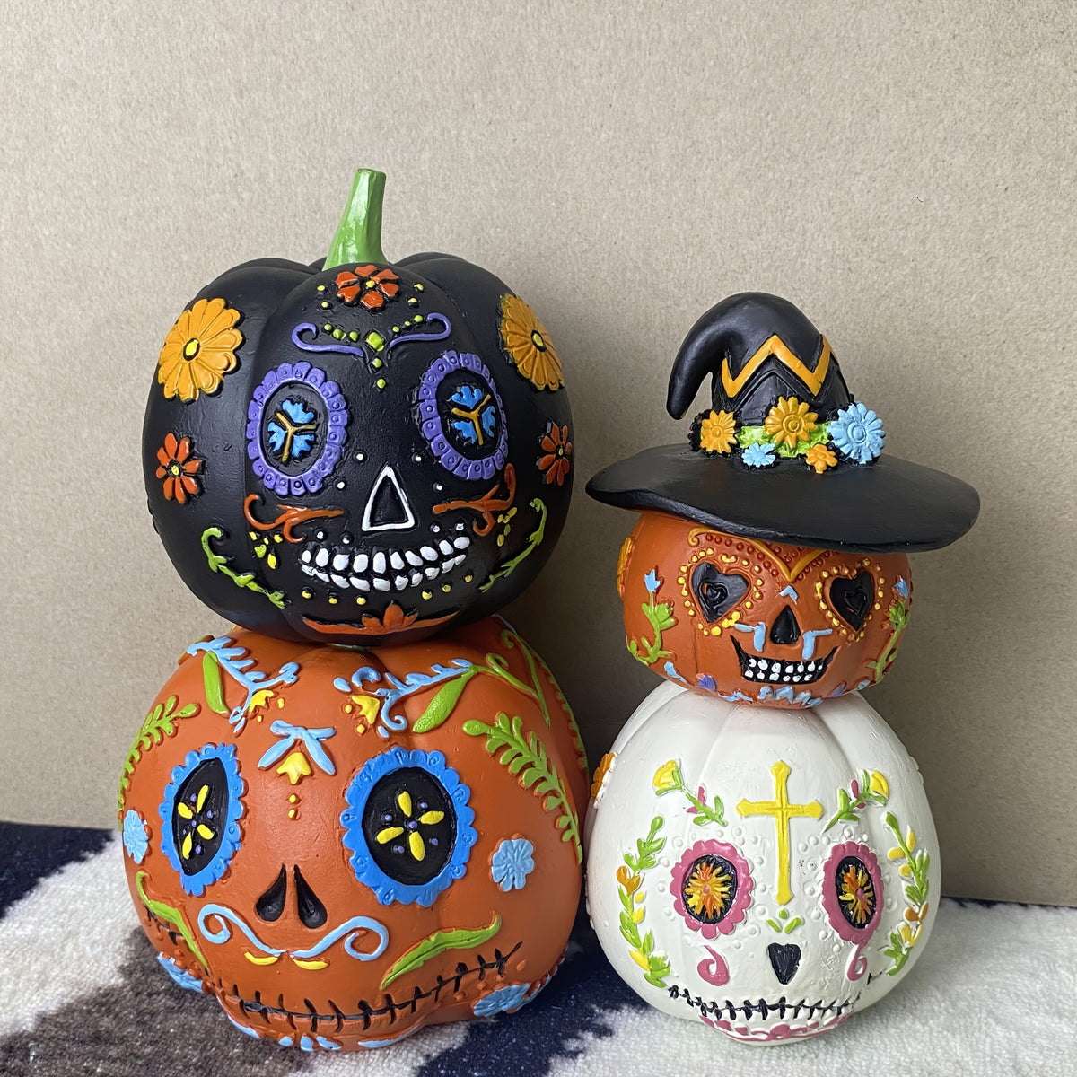 Halloween Pumpkin Resin Decorations Set (4pcs)
