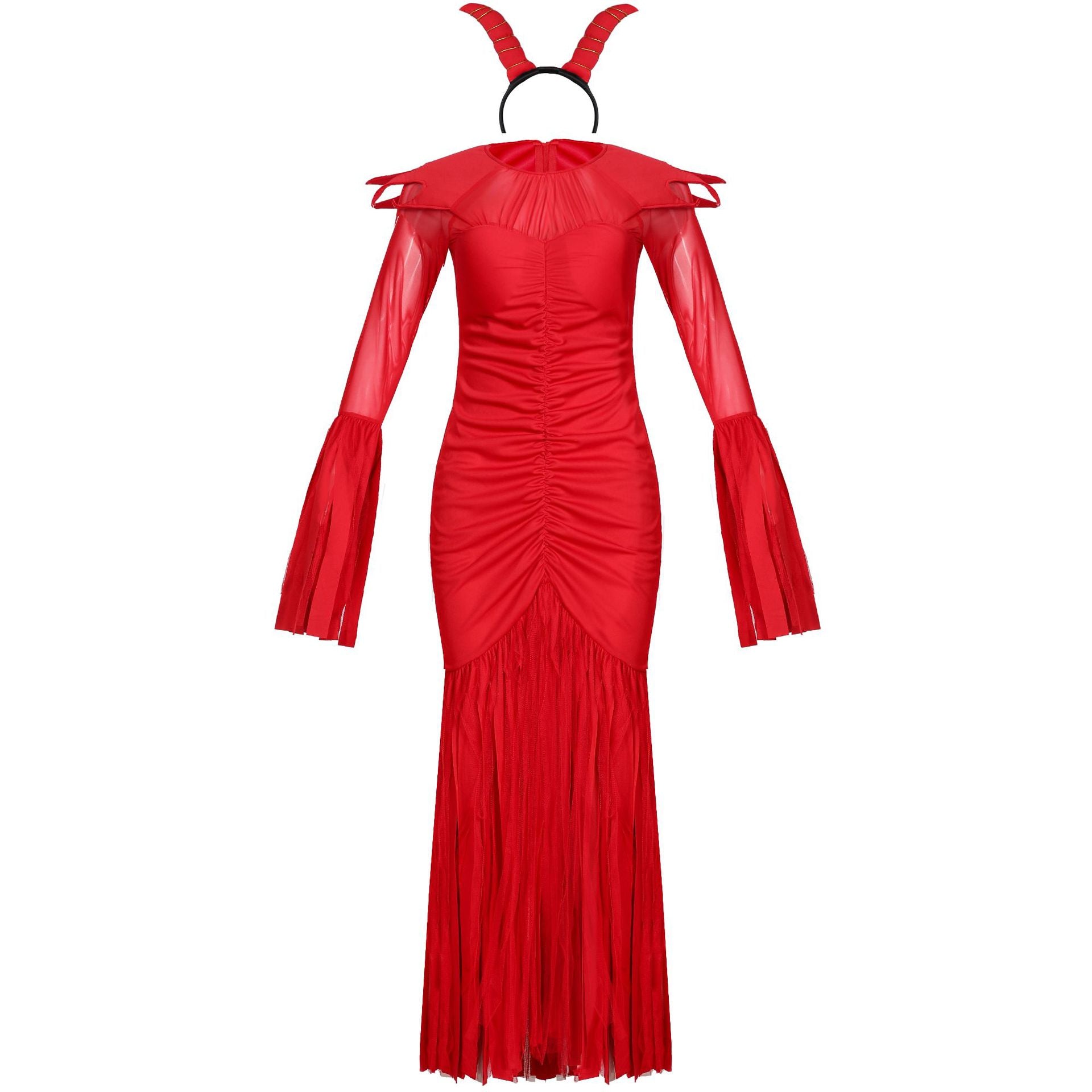 Red Halloween Long Sleeve Evil Women's Devil Costume - Discount Halloween City