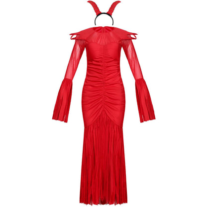 Red Halloween Long Sleeve Evil Women's Devil Costume - Discount Halloween City