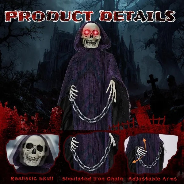 6-Ft Grim Reaper Animatronic with Chain & Sound - product image 5