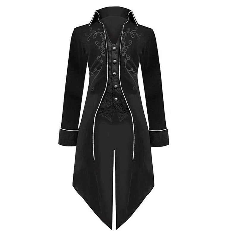 Halloween Swallowtail Vintage Costume Mid-length Punk Coat - Discount Halloween City