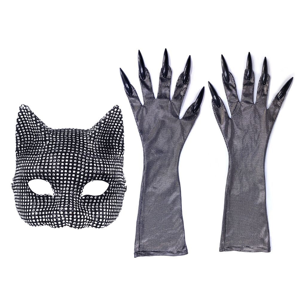 Halloween Diamond Cat Mask Gloves Suit Diamond Sexy Cat Girl - Discount Halloween City
