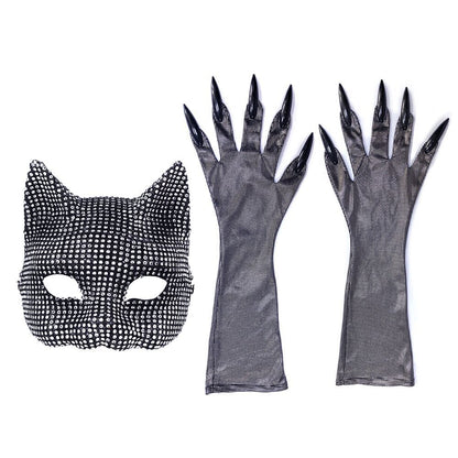 Halloween Diamond Cat Mask Gloves Suit Diamond Sexy Cat Girl - Discount Halloween City