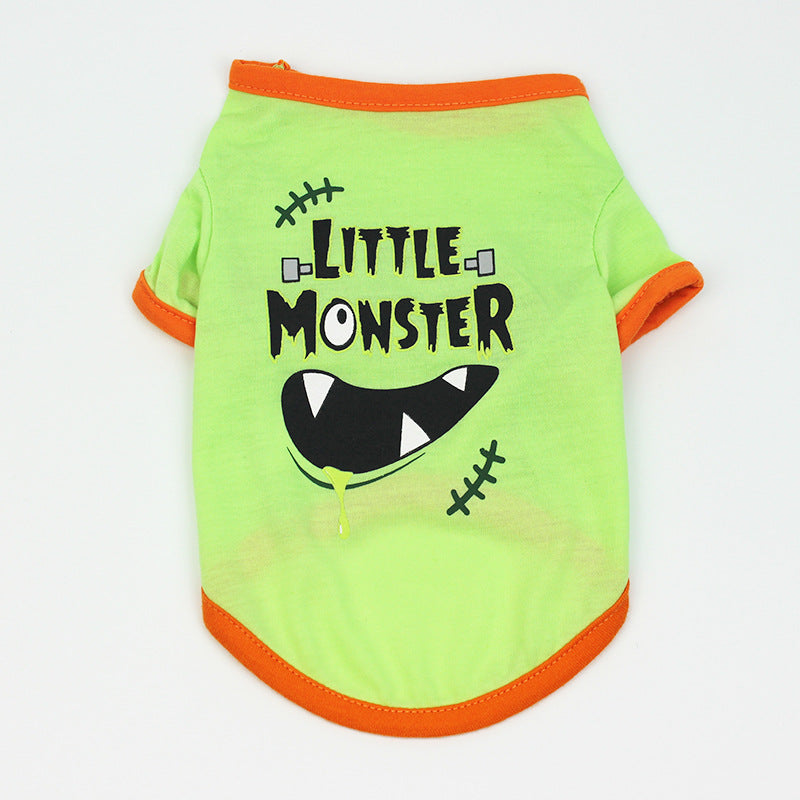 Dog Clothes Spring and Summer Clothes Cartoon Print T-shirt - Discount Halloween City