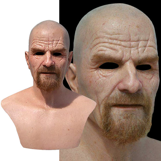 Old White Mask Bald Old Latex Headgear Halloween Cosplay - Discount Halloween City