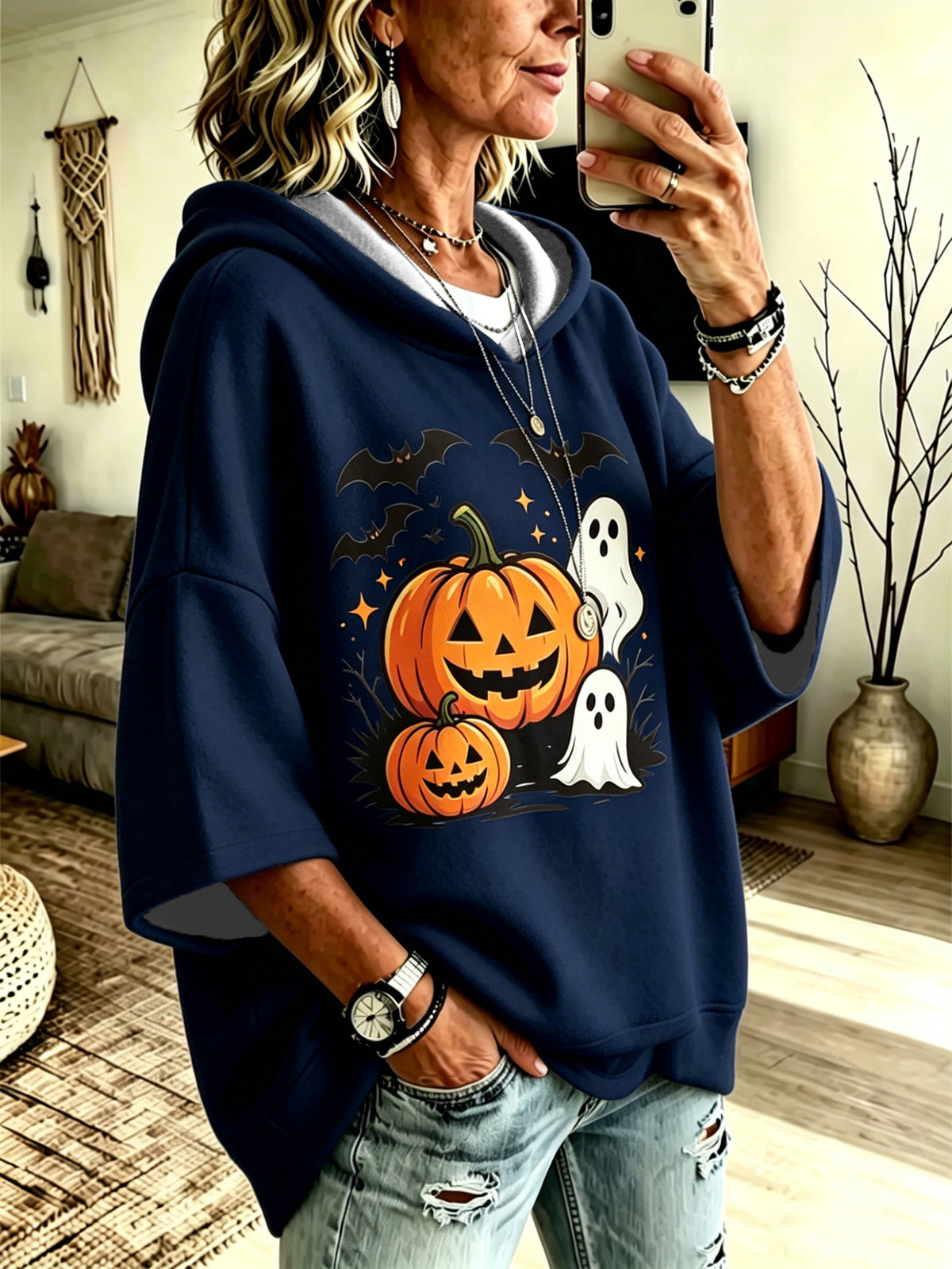 Digital Print Halloween Hooded Sweatshirt - product image 7