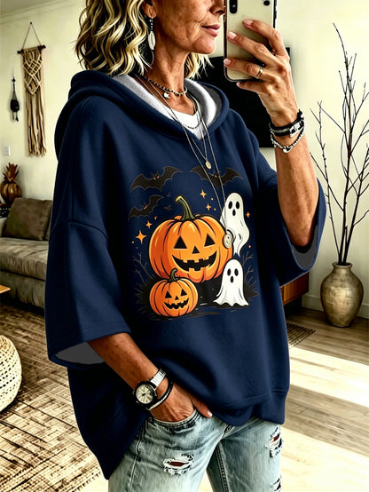 Digital-print Loose-fit Hooded Sweatshirt - alternate view 7