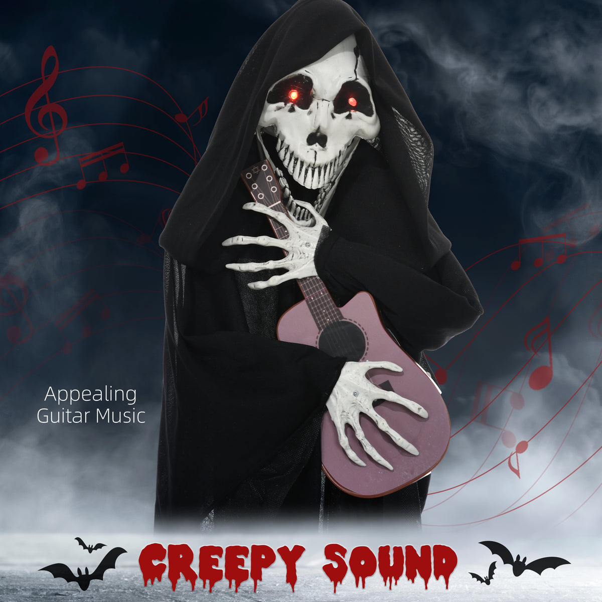 Guitar-playing Grim Reaper Outdoor Halloween Decoration - product image 3