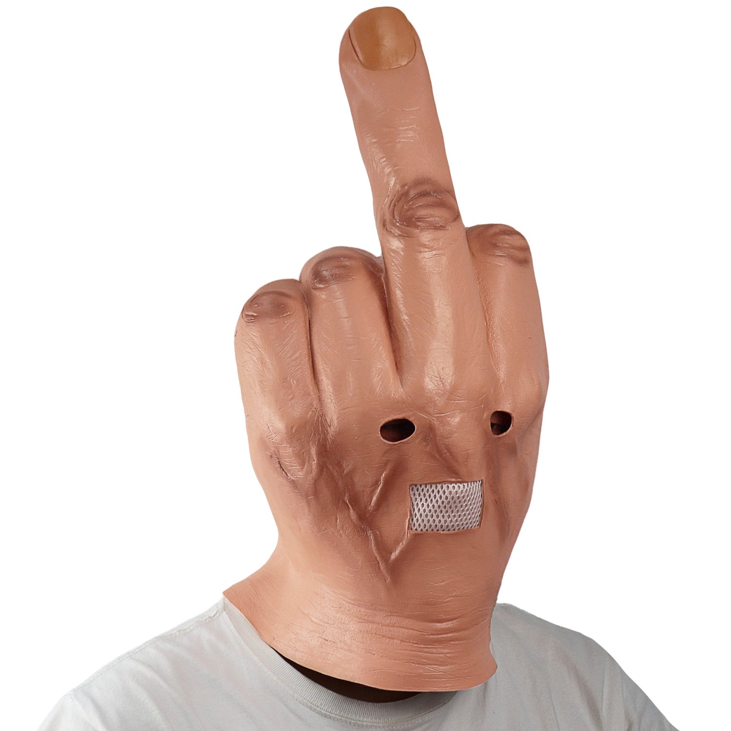 Despise the Vertical Middle Finger Mask Halloween Spoof Mask - Discount Halloween City