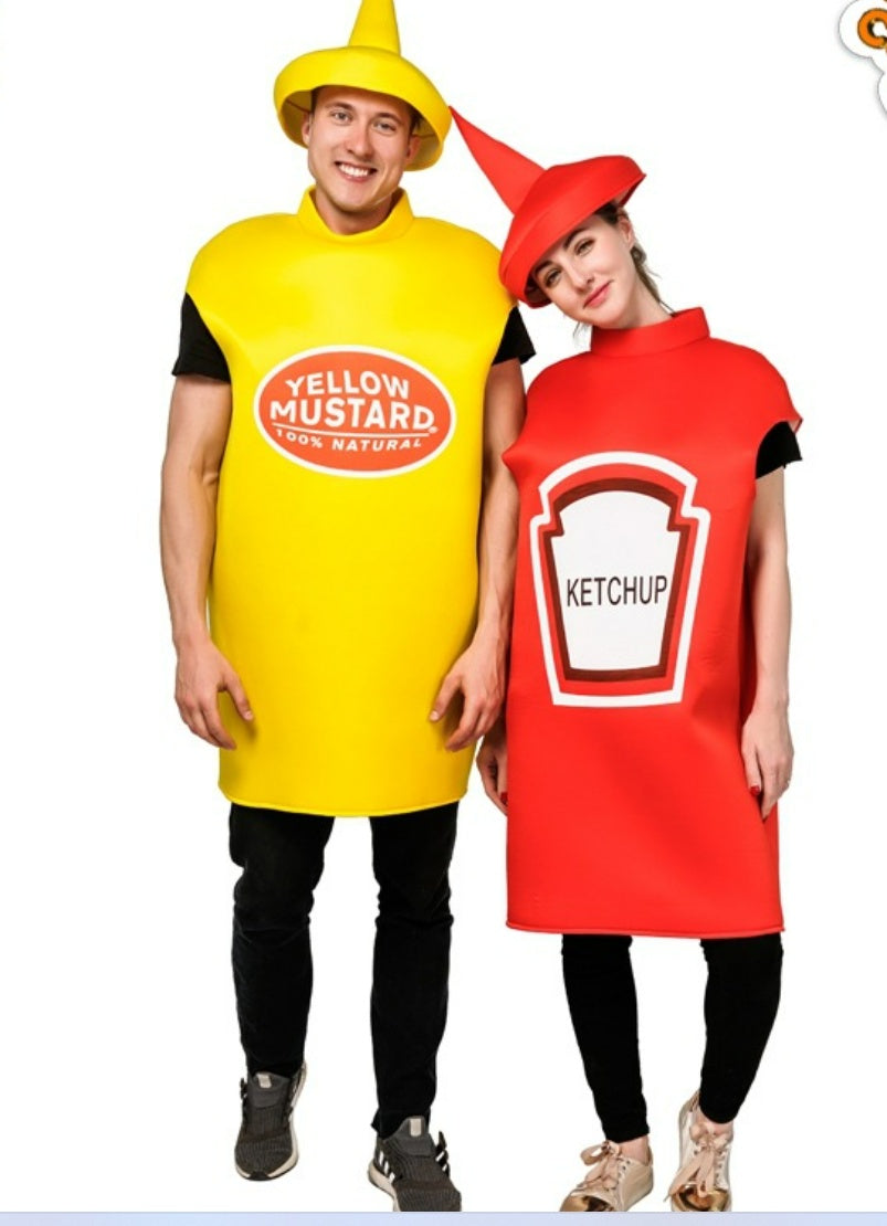 Adult Men and Women's Couple Mustard Tomato Sauce Costume - Discount Halloween City