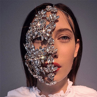 Exaggerated Fashion Rhinestone Mask for Halloween - Discount Halloween City