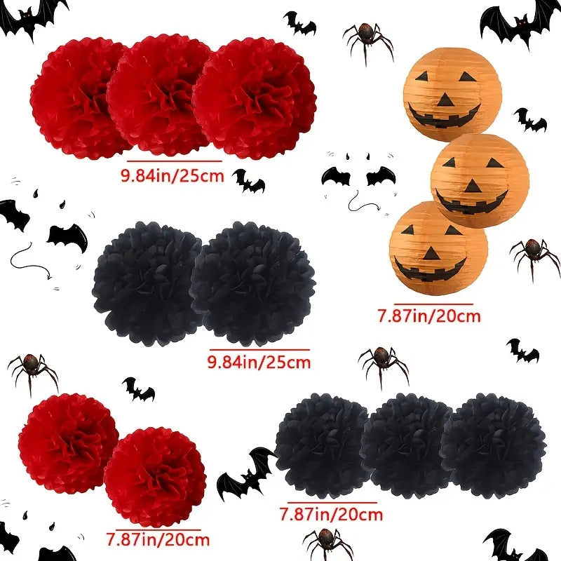 Halloween Carnival Theme Party Lantern Paper Flower Ball Set - Discount Halloween City