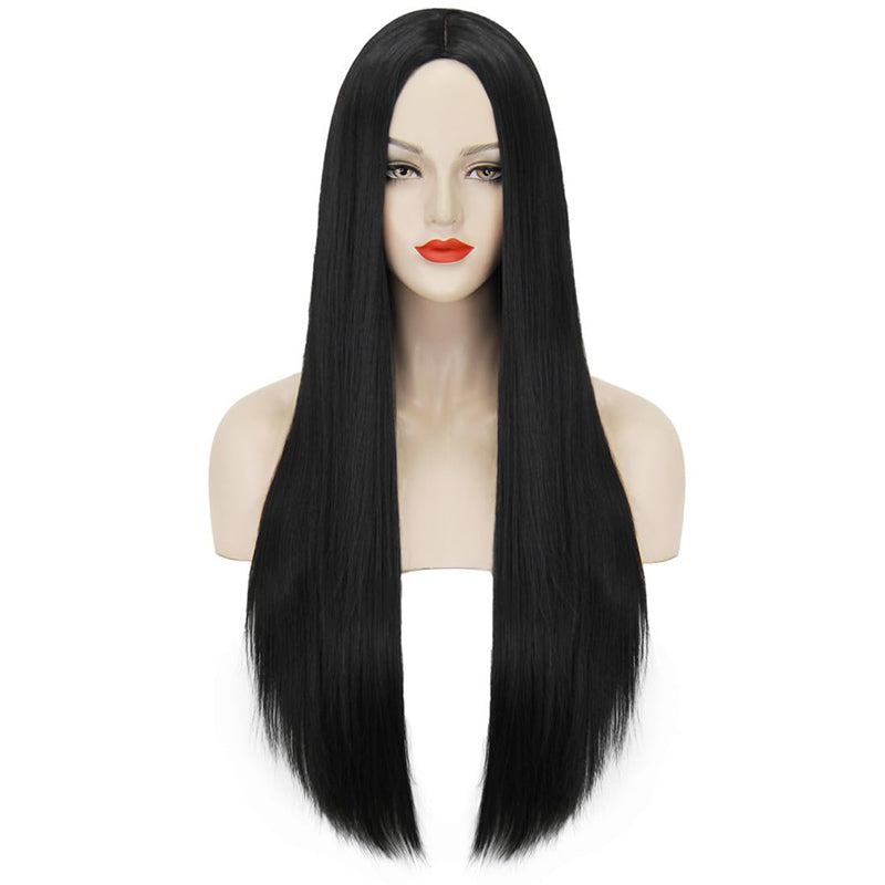 Women's 40inch 39.4 in (100 cm) Long Straight Black Anime Wig - alternate view 2