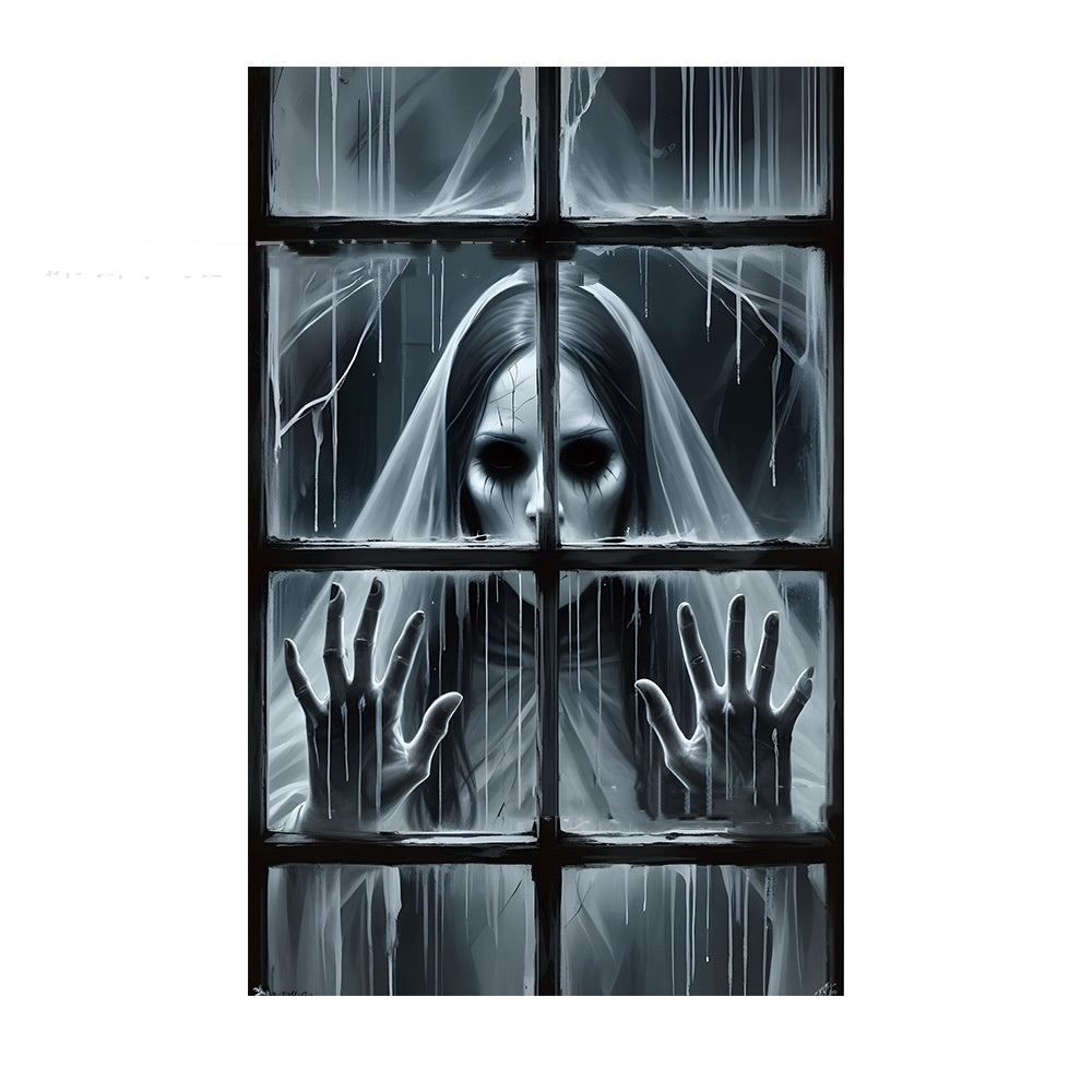 3D Holiday Halloween Horror Witch Window Cover Family Party Decoration Witch Zombie - Discount Halloween City