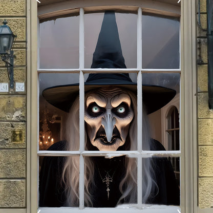 3D Holiday Halloween Horror Witch Window Cover Family Party Decoration Witch Zombie - Discount Halloween City