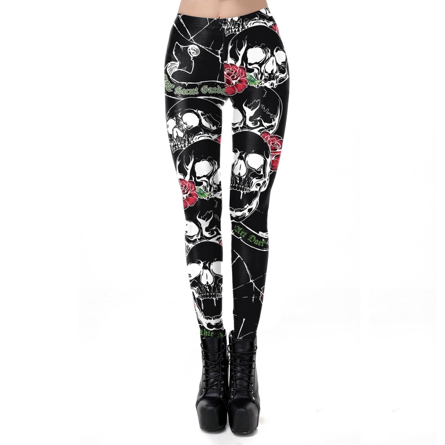 Halloween Costume Horror Ladies Skull Print Leggings - Discount Halloween City