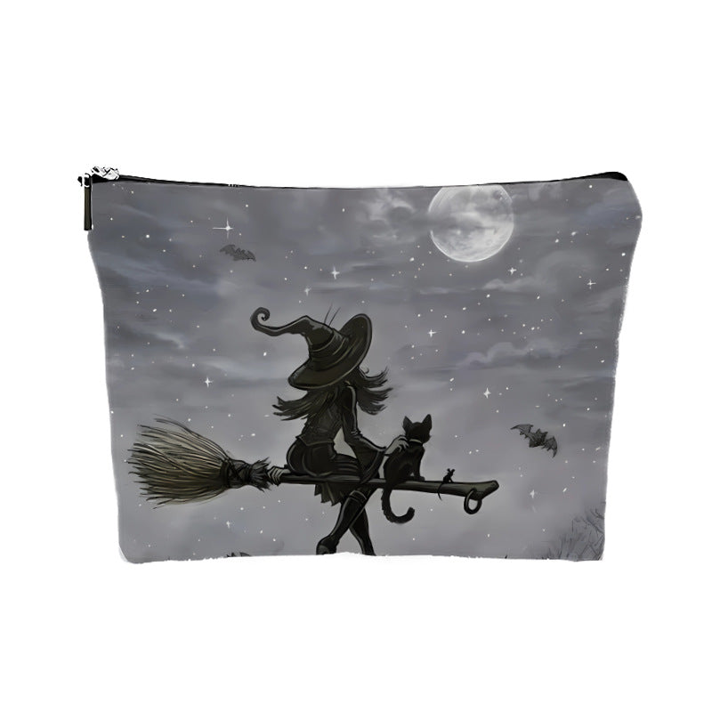 Halloween Witch Gift Canvas Makeup Bag - Discount Halloween City