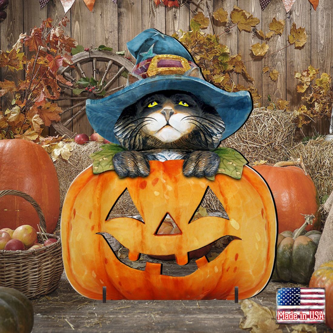 Black Cat Pumpkin Halloween Outdoor Decor by G. DeBrekht - Thanksgiving Halloween Decor - 8158416F