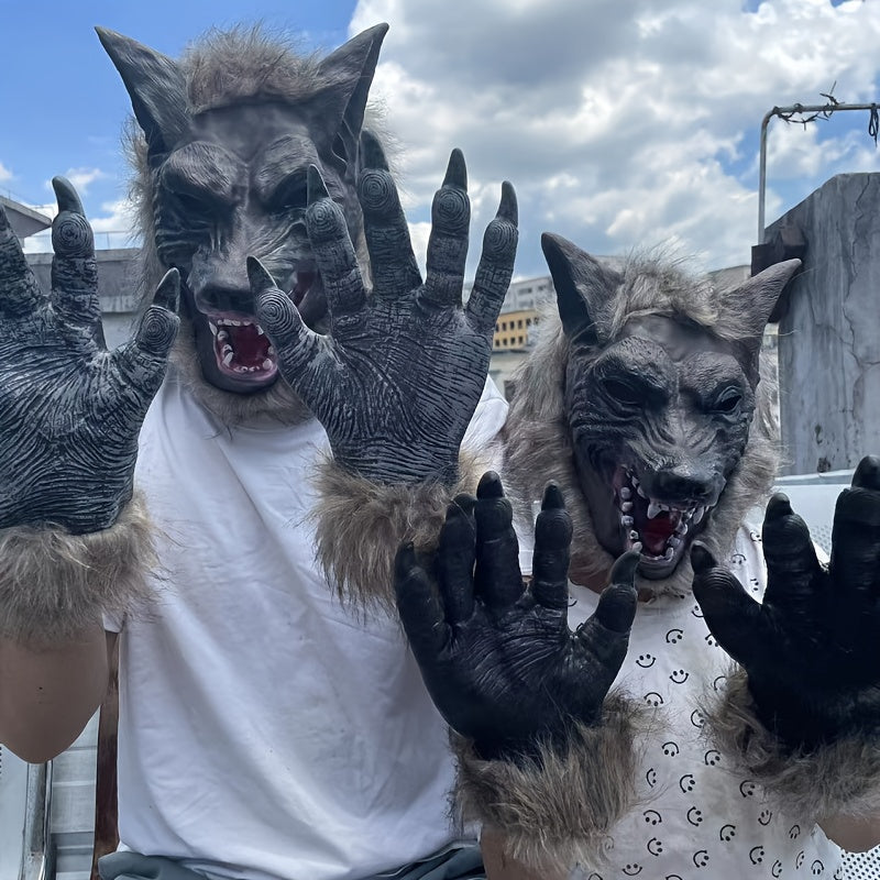 Wolf Mask Costume Set Halloween Party (3pcs)-1