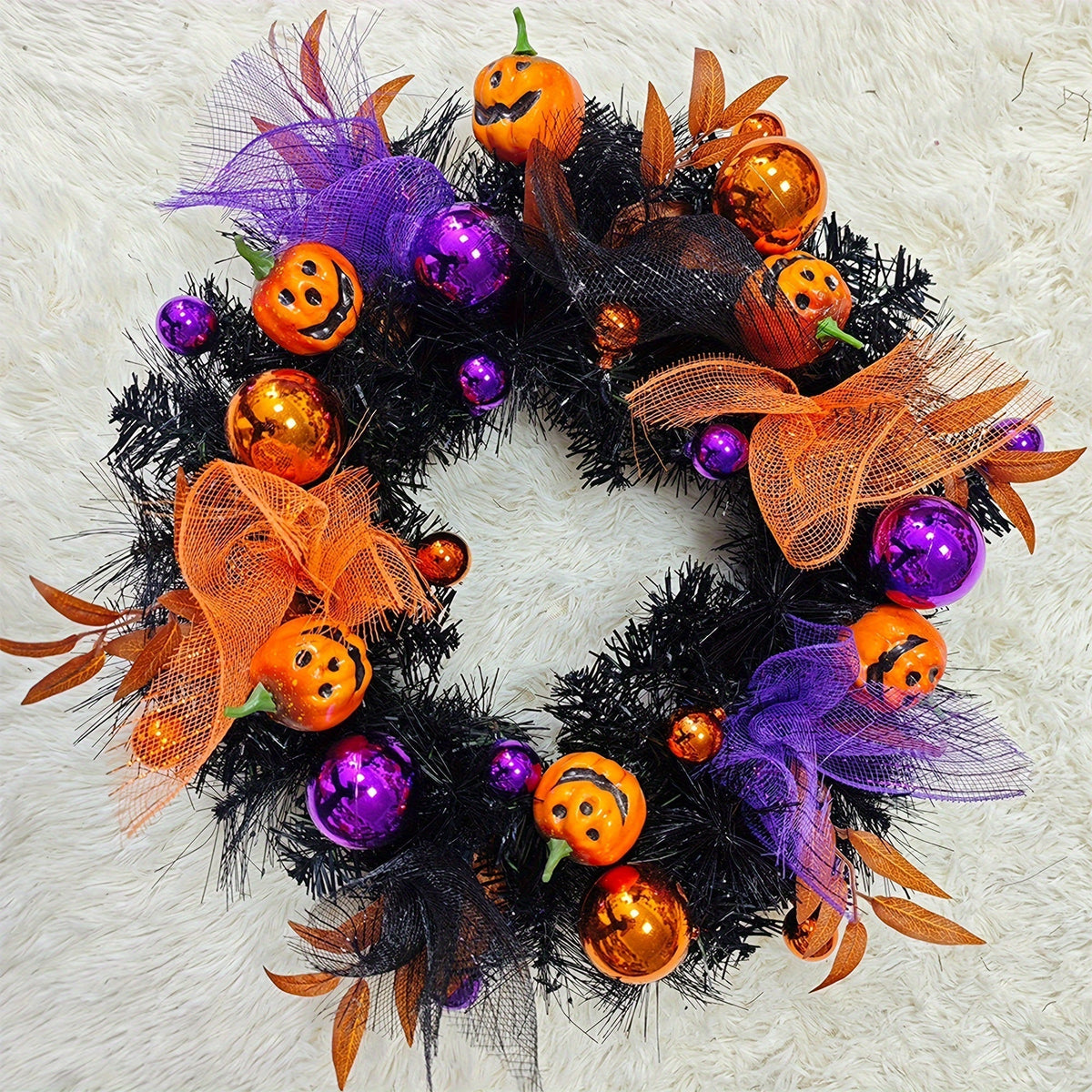 Halloween Pumpkin Wreath Door Decoration