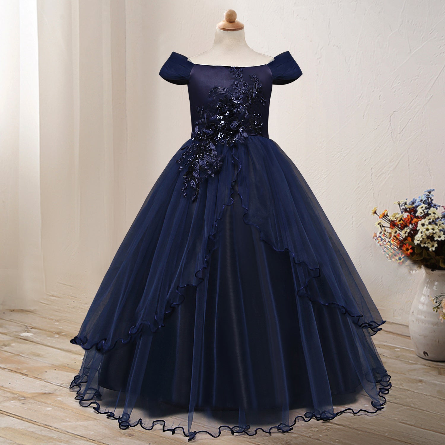 Halloween One-shoulder Princess Flower Dress Costume - Discount Halloween City