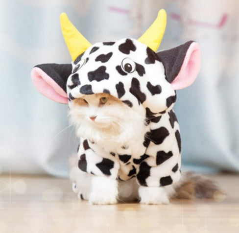 Dog & Cat Coat Warm Cow Costume Sweatshirt Hooded - Discount Halloween City