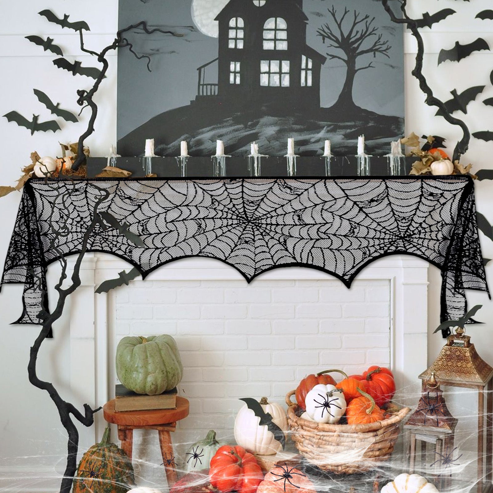 Black Lace Spider Web - Elegant Spider Web Decoration for - alternate view 5
