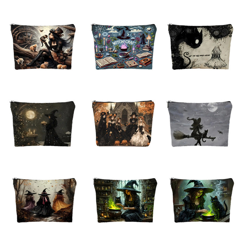 Halloween Witch Gift Canvas Makeup Bag - Discount Halloween City
