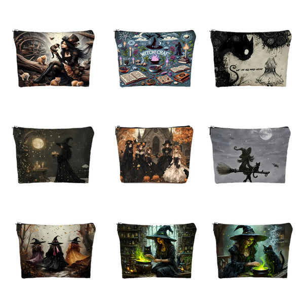 Halloween Witch Gift Canvas Makeup Bag - Discount Halloween City
