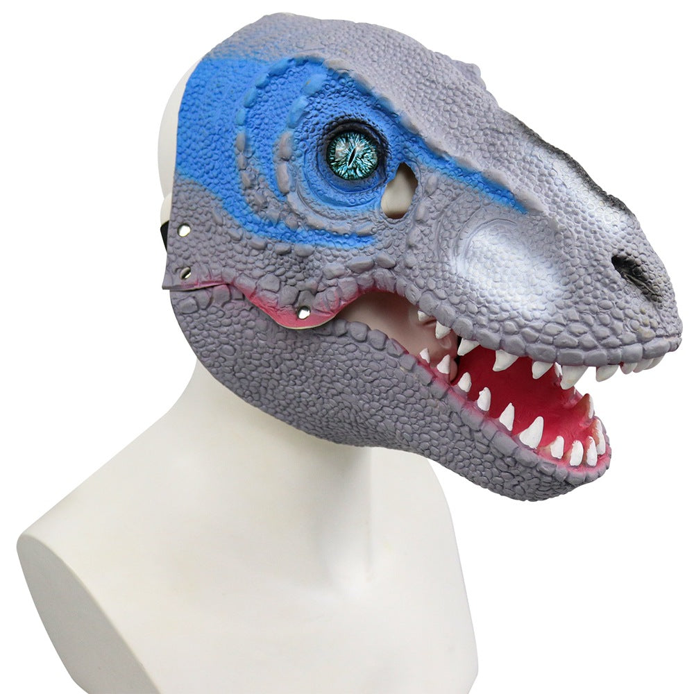 Halloween Velociraptor Dinosaur Moving Mouth Mask Hood - Discount Halloween City