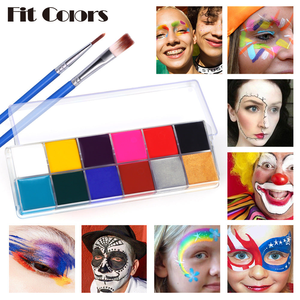 Fit Colors 12 Colors Face Paint Water Soluble Human Body Paints Halloween Masquerade Makeup - Discount Halloween City