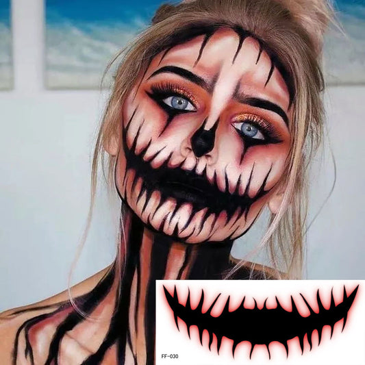 Halloween Horror Big Mouth Tattoo Sticker | Makeup & FX - Accessories