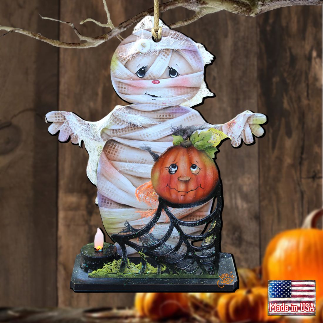 Some Mummy Loves You Wooden Ornaments by Jamie Mills-Price - Thanksgiving Halloween Decor - 8457406