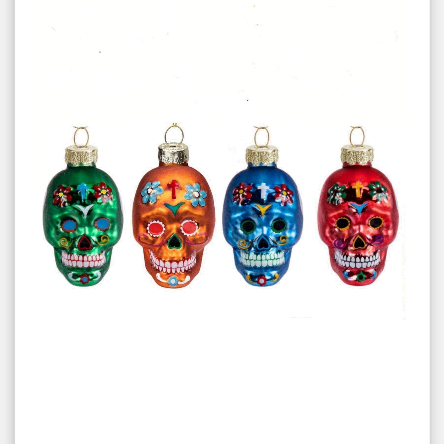 Halloween Glass Skull Ornament Set - Discount Halloween City