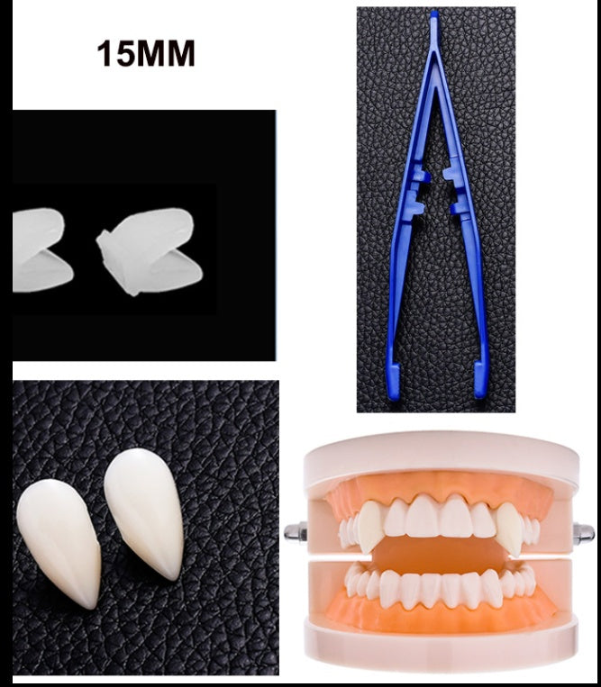 Halloween Dentures Vampire Fangs Zombie Teeth White Tiger Braces Cosplay Masquerade Party - Discount Halloween City