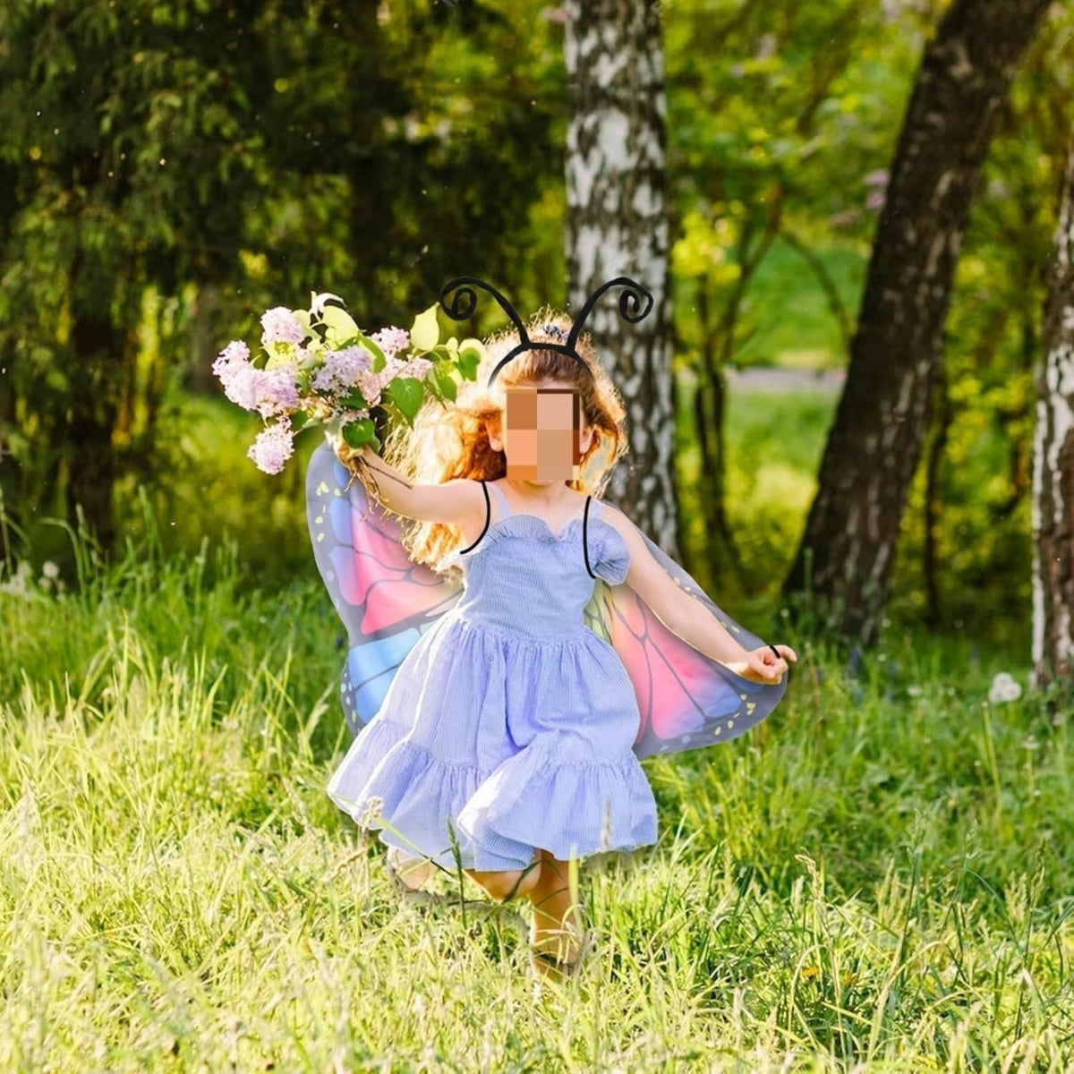 3-Piece Butterfly Costume Set with Wings, Antenna Headband & Tulle Skirt - product image 3
