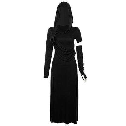 Halloween High Waist Sheath Dress Dark Witch Party Costume - Costumes