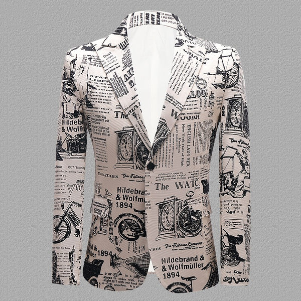Halloween Personality Newspaper Printed Costume for Men's - Discount Halloween City