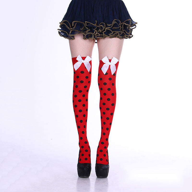 Halloween Candy Color Bowknot Stockings Costume - Discount Halloween City