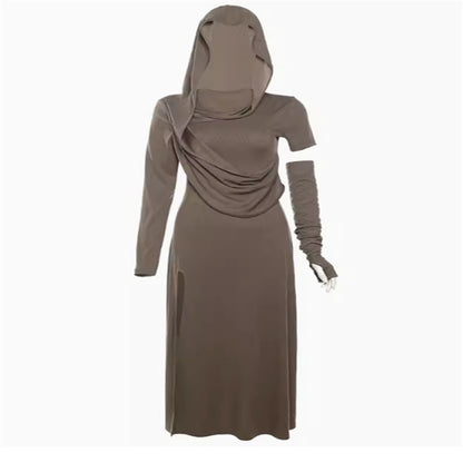 Halloween High Waist Sheath Dress Dark Witch Party Costume - Costumes