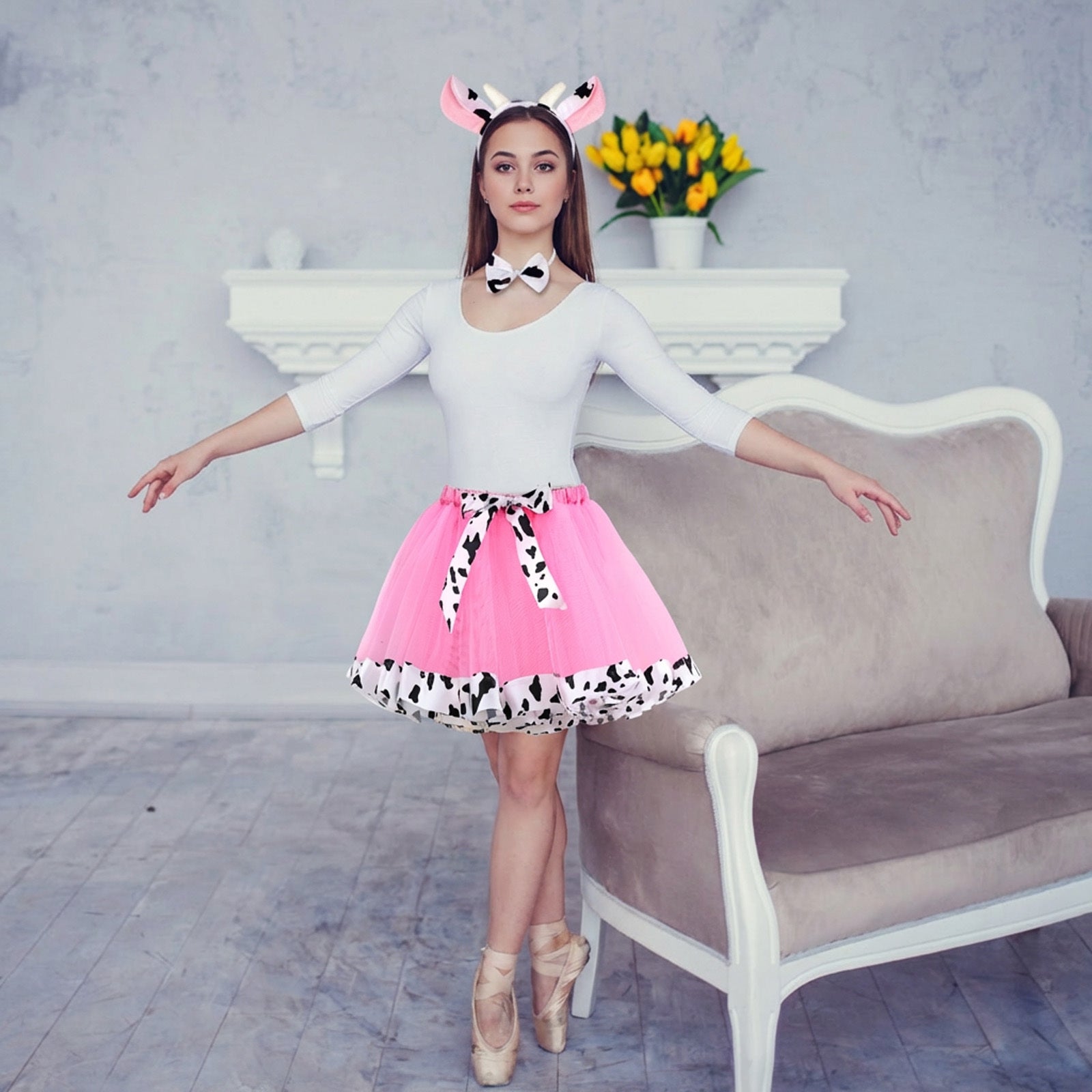 Cow Costume 4-piece Set - Complete Costume Set with - Discount Halloween City