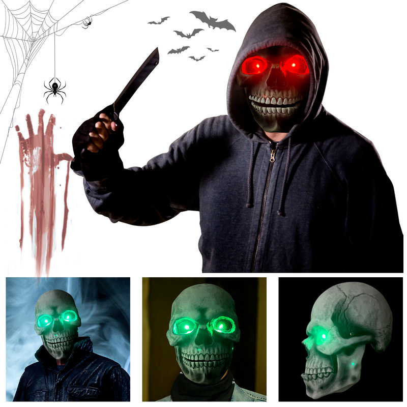 Moving-Mouth Skull Latex Halloween Costume Mask