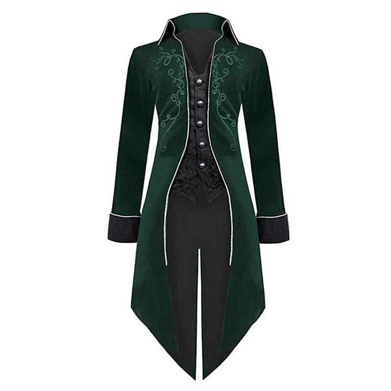 Halloween Swallowtail Vintage Costume Mid-length Punk Coat - Discount Halloween City