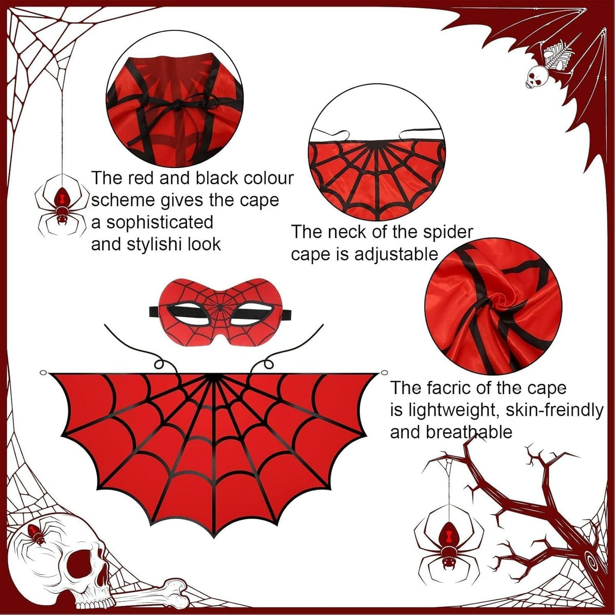 Spider 2-Piece Halloween Cape Costume with Mask - product image 4