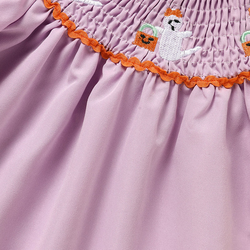 Infant Baby Girls Halloween Dress Ghost Embroidery Dress - Discount Halloween City