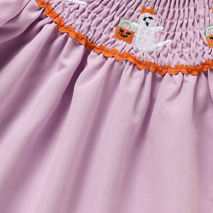 Infant Baby Girls Halloween Dress Ghost Embroidery Dress - Discount Halloween City