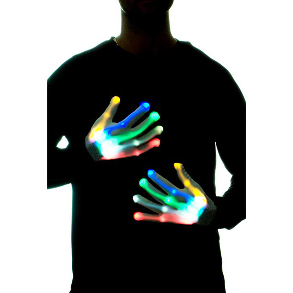 1pair Chic LED Light Up Skeleton Hand Gloves Halloween - Discount Halloween City