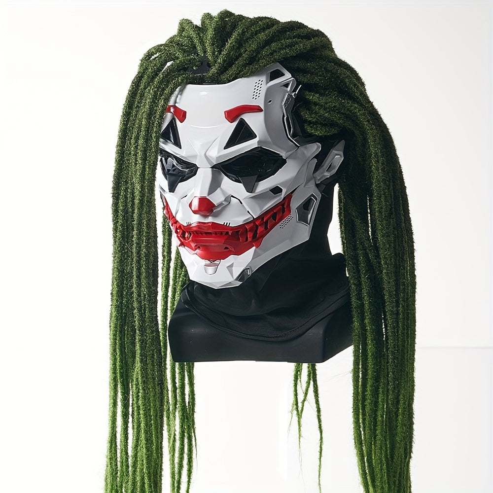 Joker Clown Mask with Braids - Halloween Costume Accessory
