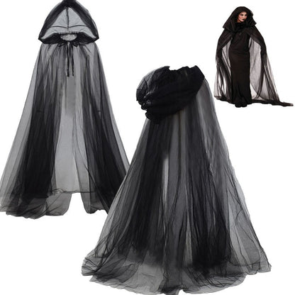 Halloween Ghost Hooded Cloak Death Witch Mesh Cloak Ball - Discount Halloween City